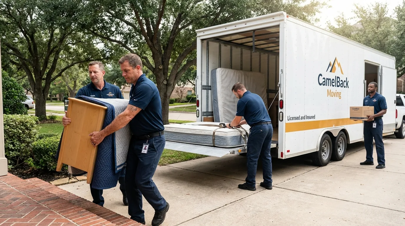Crew loading residential truck for cross-state move from Cape Canaveral, FL