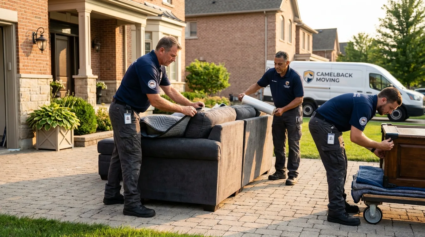 Large estate moving crew wrapping furniture in Cape Canaveral, FL