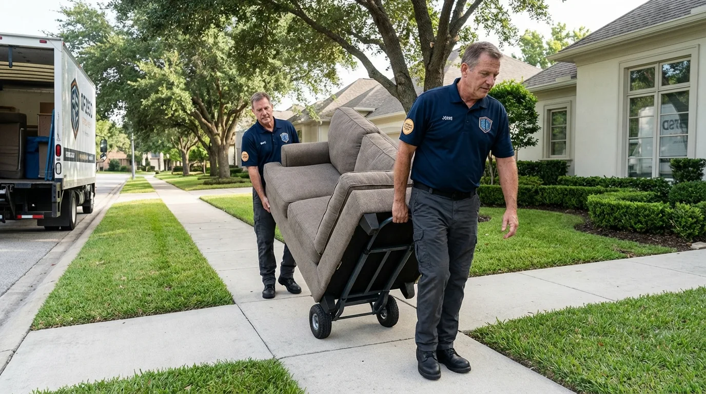 Local residential moving crew loading furniture in Cape Canaveral, FL