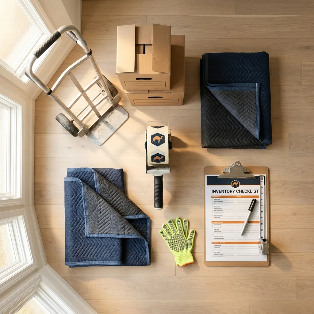 Professional moving supplies and packing materials layout for Cape Canaveral residential relocations